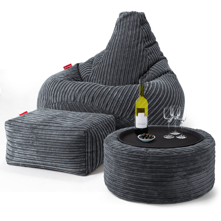 Gaming Sitzsack Sessel - Cord Schiefergrau 03