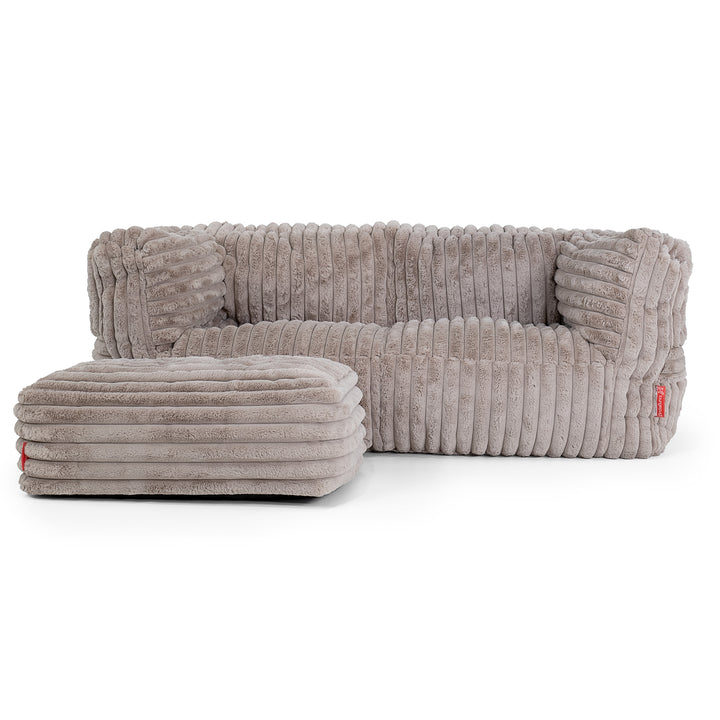 2-Sitzer Albert Sitzsacksofa - Ultra Plüsch Cord Nerzfarben 02