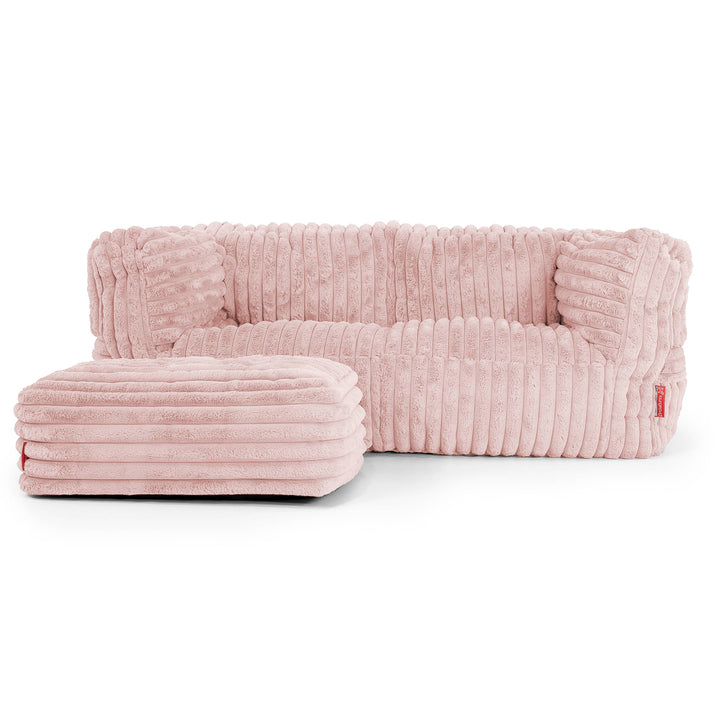 2-Sitzer Albert Sitzsacksofa - Ultra Plüsch Cord Pastellrosa 02