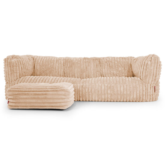 3-Sitzer Albert Sitzsacksofa - Ultra Plüsch Cord Pfirsich 02