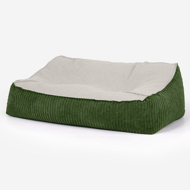 Das Slouchy Sitzsack Sofa - Bouclé & Cord Nadelwaldgrün 01