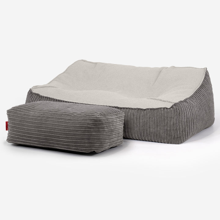 Das Slouchy Sitzsack Sofa - Bouclé & Cord Graphitgrau 03