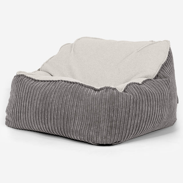 Der Slouchy Sitzsack Sessel - Bouclé & Cord Graphitgrau 01