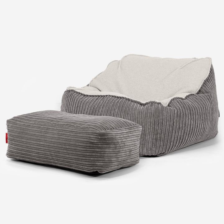 Der Slouchy Sitzsack Sessel - Bouclé & Cord Graphitgrau 03