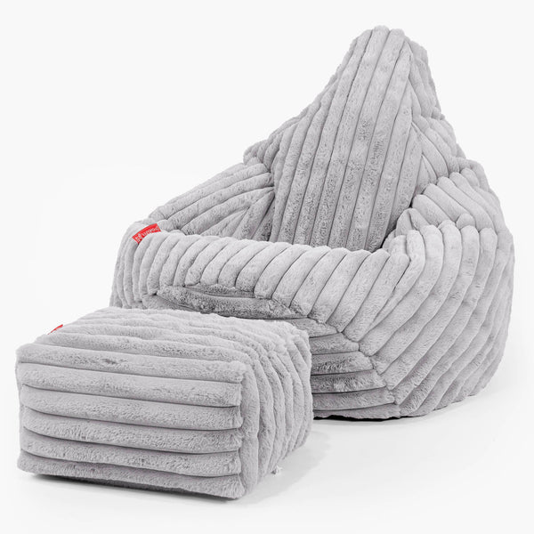 Gaming Sitzsack Sessel - Ultra Plüsch Cord Grau 01