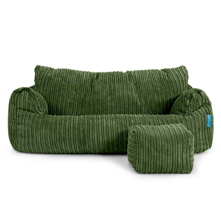 Josephine Sitzsack Sofa für Kinder 1-5 Jahre - Cord Nadelwaldgrün_02