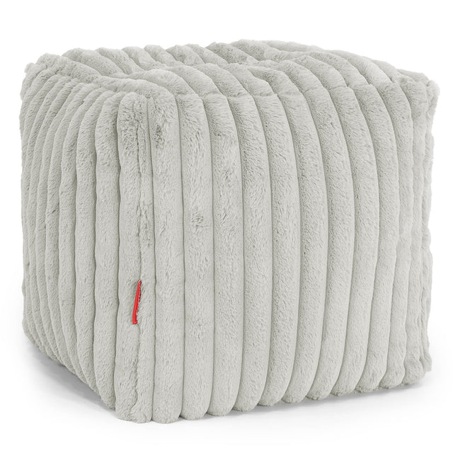 Würfel-Pouf- Hocker - Ultra Plüsch Cord Salbeigrün 01