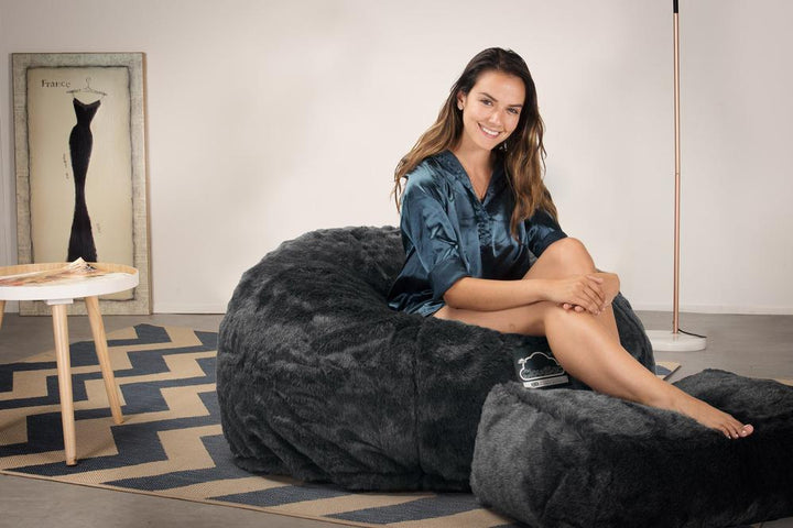 Lounge Pug, CloudSac 510 XL, XL Memory-Schaum Sitzsack, Kunstfell Schwarz