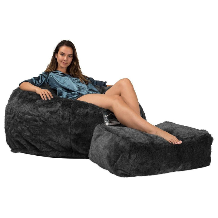 Lounge Pug, CloudSac 510 XL, XL Memory-Schaum Sitzsack, Kunstfell Schwarz