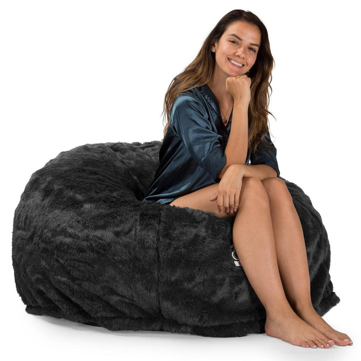 Lounge Pug, CloudSac 510 XL, XL Memory-Schaum Sitzsack, Kunstfell Schwarz