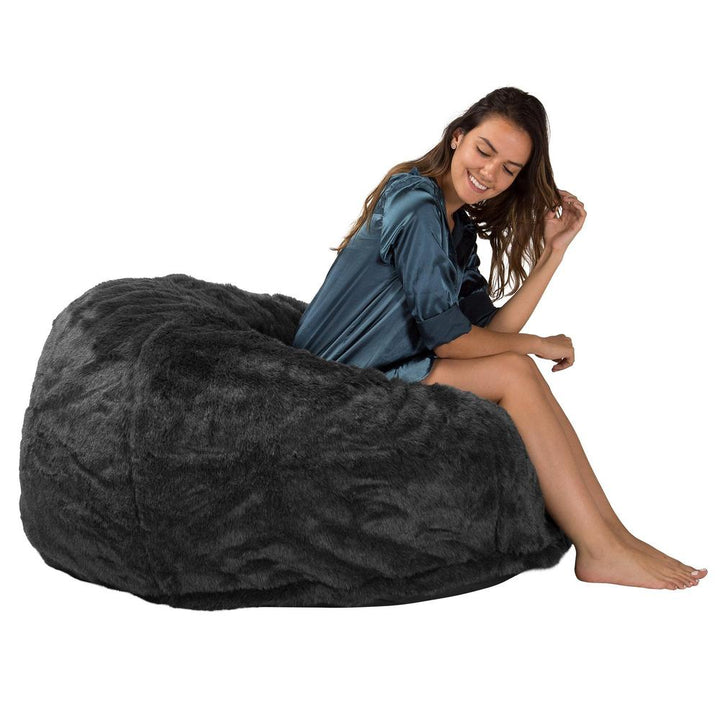 Lounge Pug, CloudSac 510 XL, XL Memory-Schaum Sitzsack, Kunstfell Schwarz