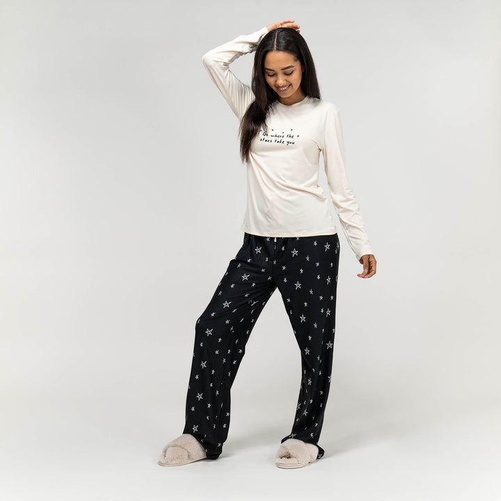 Damen Jersey Pyjamas mit Stene Slogan 04