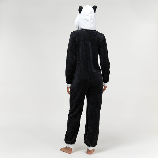 Damen Panda Fleece-Onesie Fabric Close-up Image