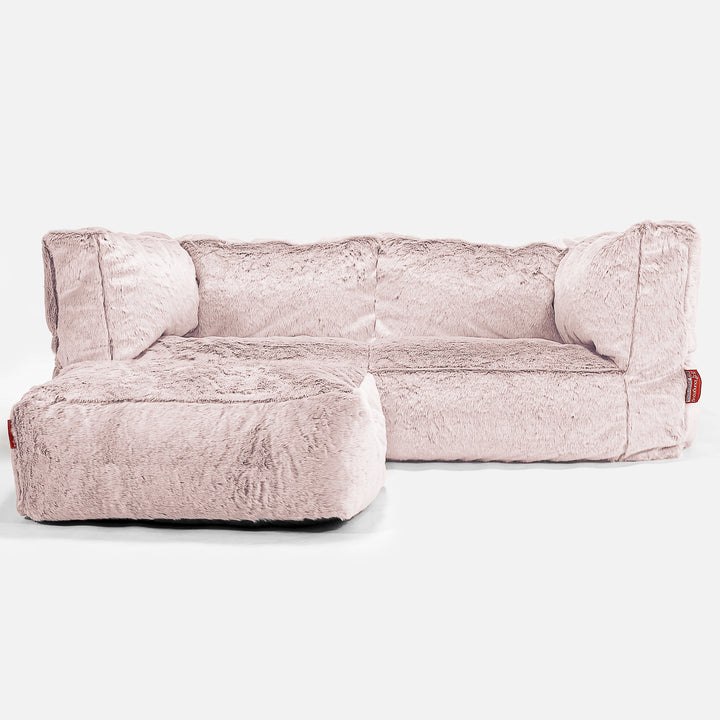 2-Sitzer Albert Sitzsacksofa - Kaninchen Kunstfell Pastellrosa 02