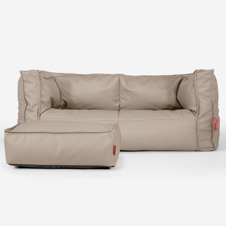 2-Sitzer Albert Sitzsacksofa - Veganes Leder Elfenbein 02