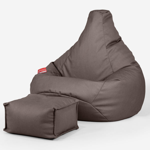 Gaming Sitzsack Sessel - Veganes Leder Schoko 01