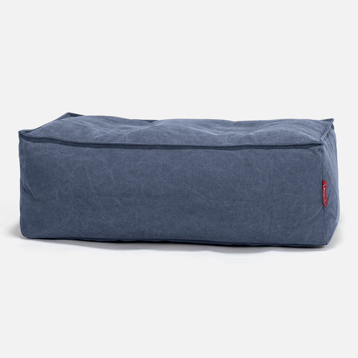 Groß Fußhocker Pouf - Stonewashed-stoff Marineblau 01