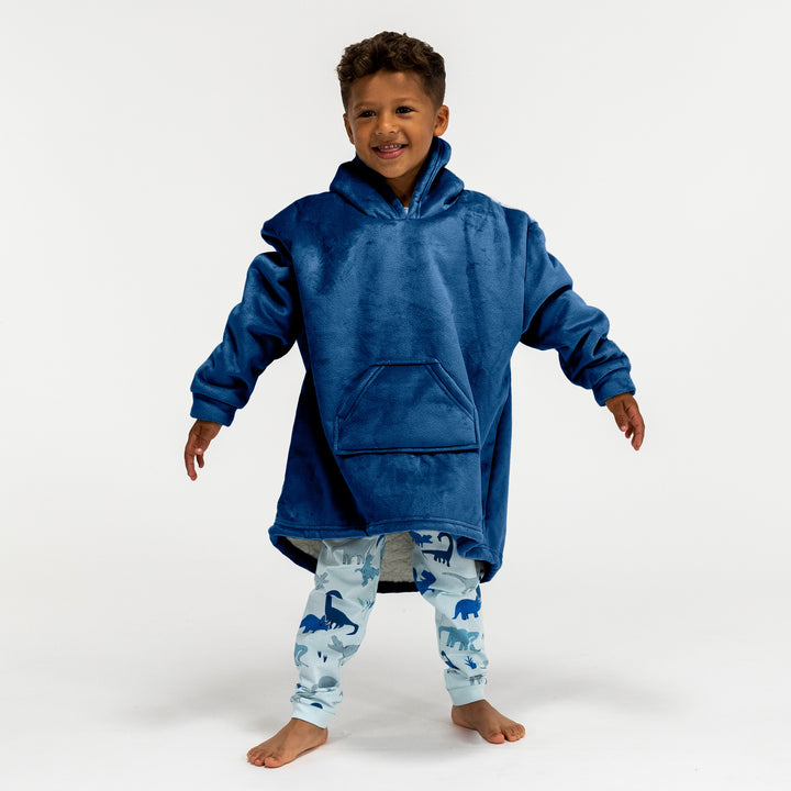 Hoodie Decke für Kinder - Fleece Dunkelblau 01