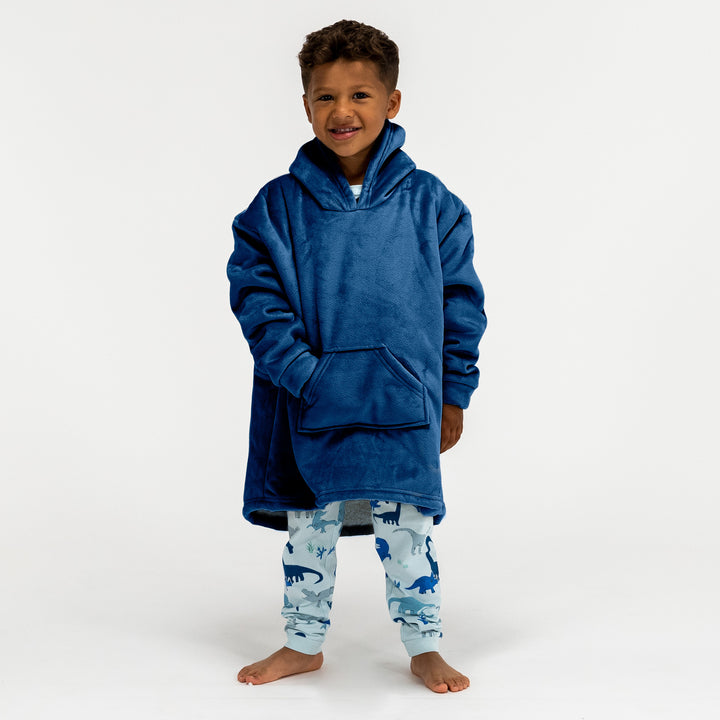 Hoodie Decke für Kinder - Fleece Dunkelblau 03