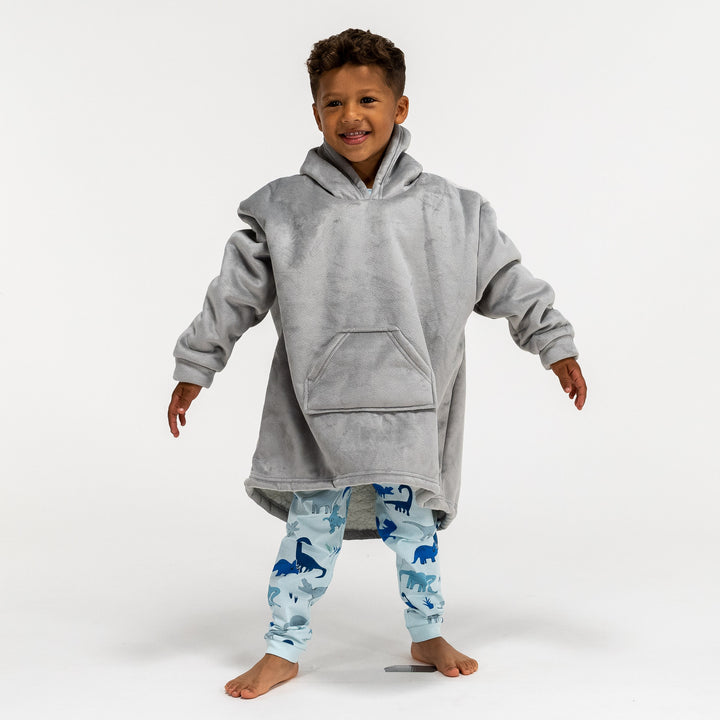 Hoodie Decke für Kinder - Fleece Grau 03