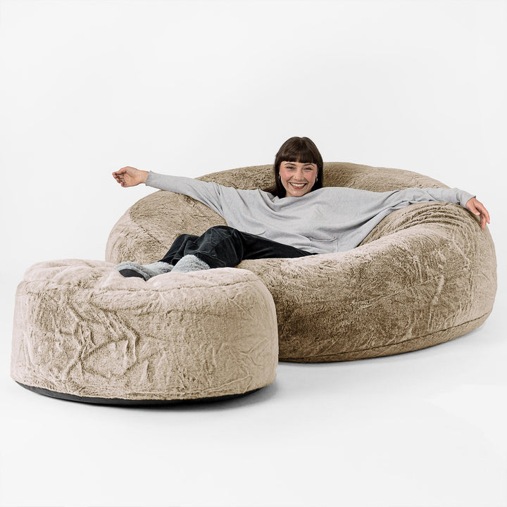 Mega-Mammoth Sofa Sitzsack XXL - Kaninchen Kunstfell Goldbraun 02