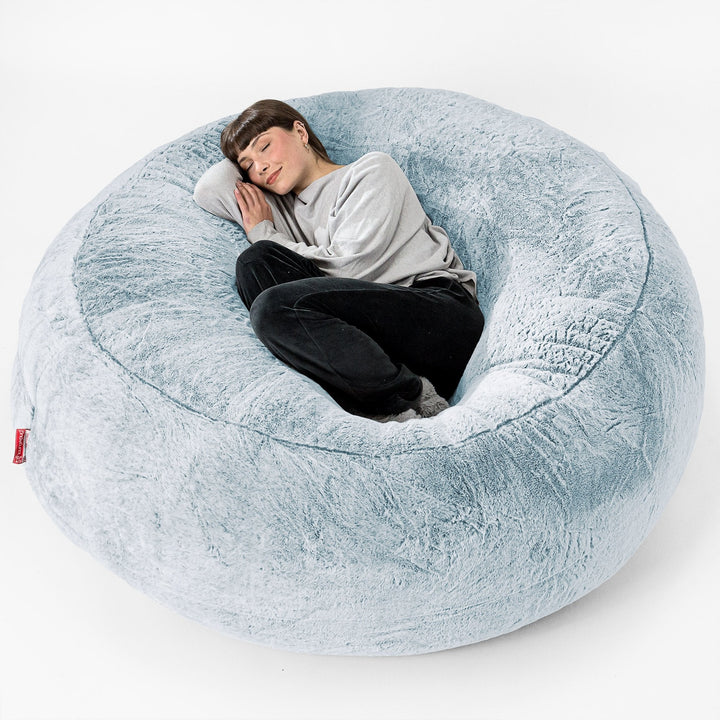 Mega-Mammoth Sofa Sitzsack XXL - Kaninchen Kunstfell Pastellblau 01