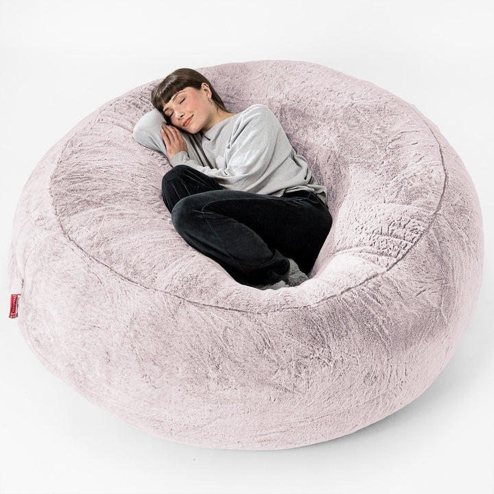 Mega-Mammoth Sofa Sitzsack XXL - Kaninchen Kunstfell Pastellrosa 01