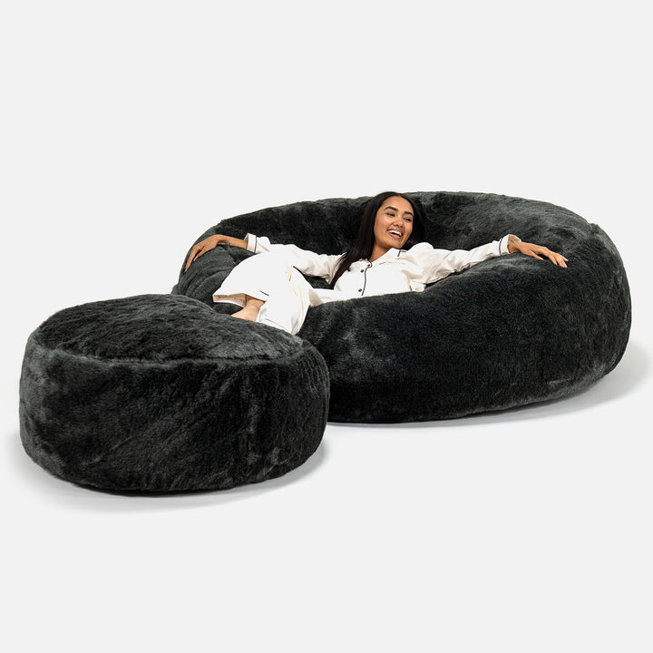 Mega-Mammoth Sofa Sitzsack XXL - Kunstfell Schwarz 02