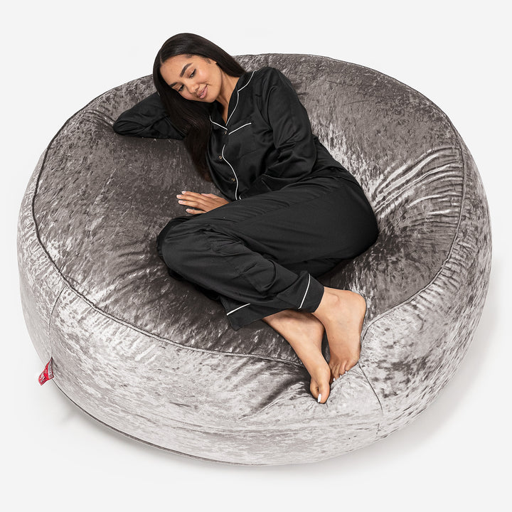 Mega-Mammoth Sofa Sitzsack XXL - Retro-Samt Silber 01