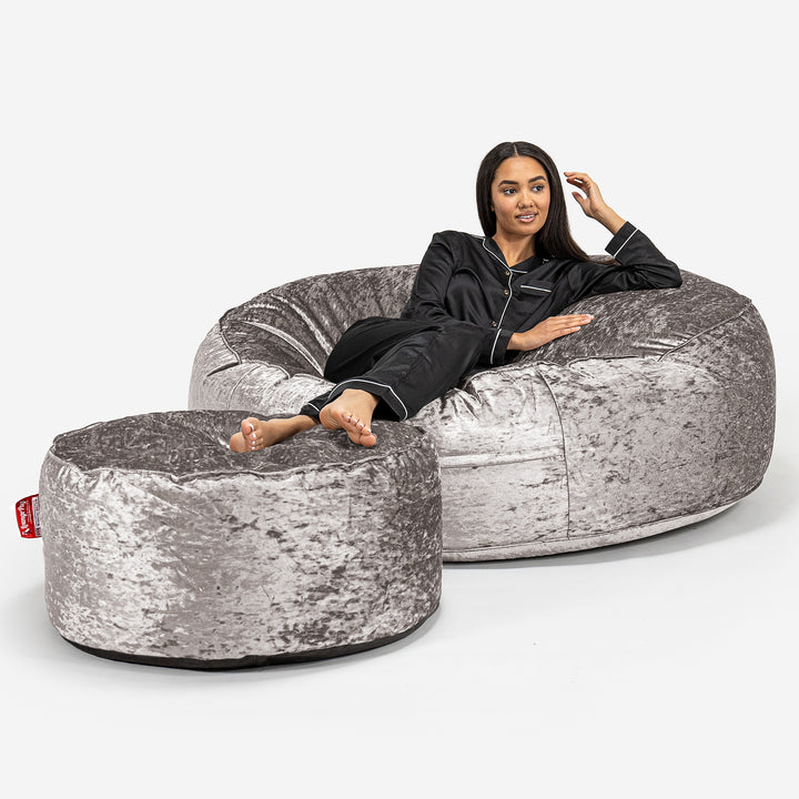 Mega-Mammoth Sofa Sitzsack XXL - Retro-Samt Silber 02