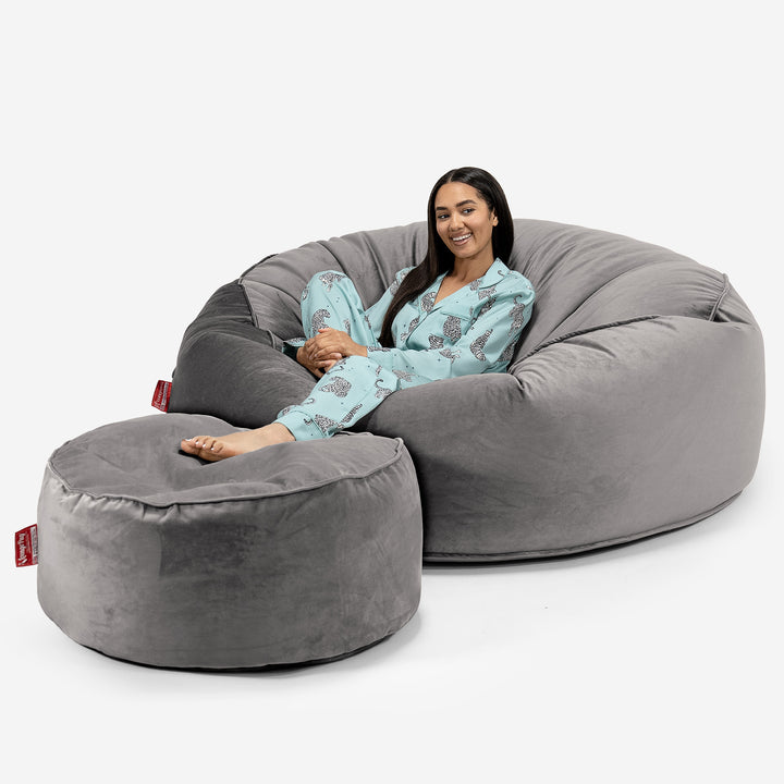 Mega-Mammoth Sofa Sitzsack XXL - Samt Silber 02