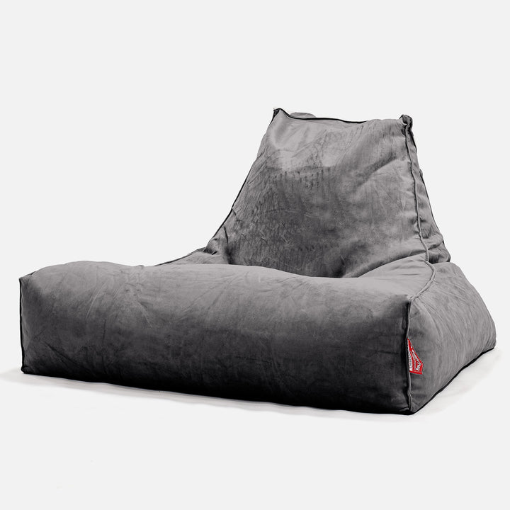 Riesen Sitzsack Lounge Sessel - Samt Schiefergrau 01