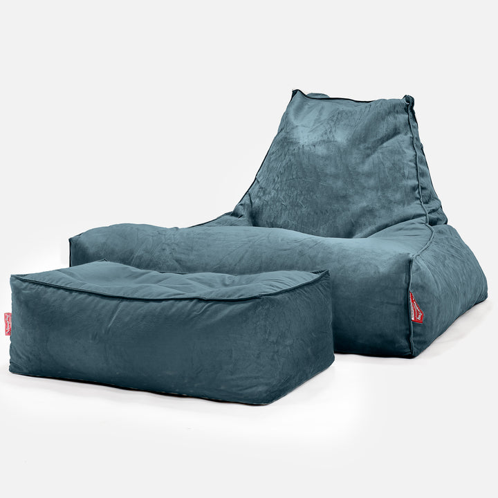 Riesen Sitzsack Lounge Sessel - Samt Türkis 02