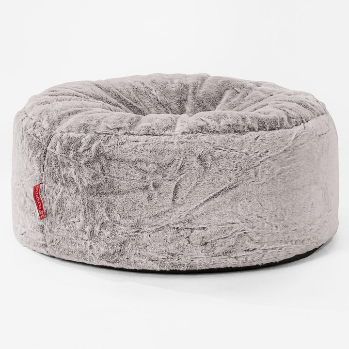 Sitzhocker Pouf - Kaninchen Kunstfell Hellgrau 01