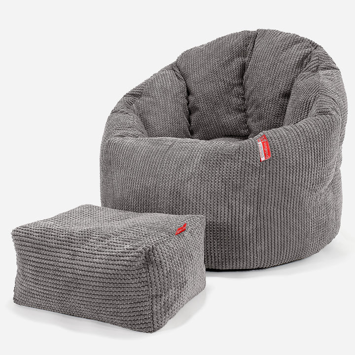 Sitzsack Kuschel Lounge Sessel - Pom-Pom Anthrazit 02