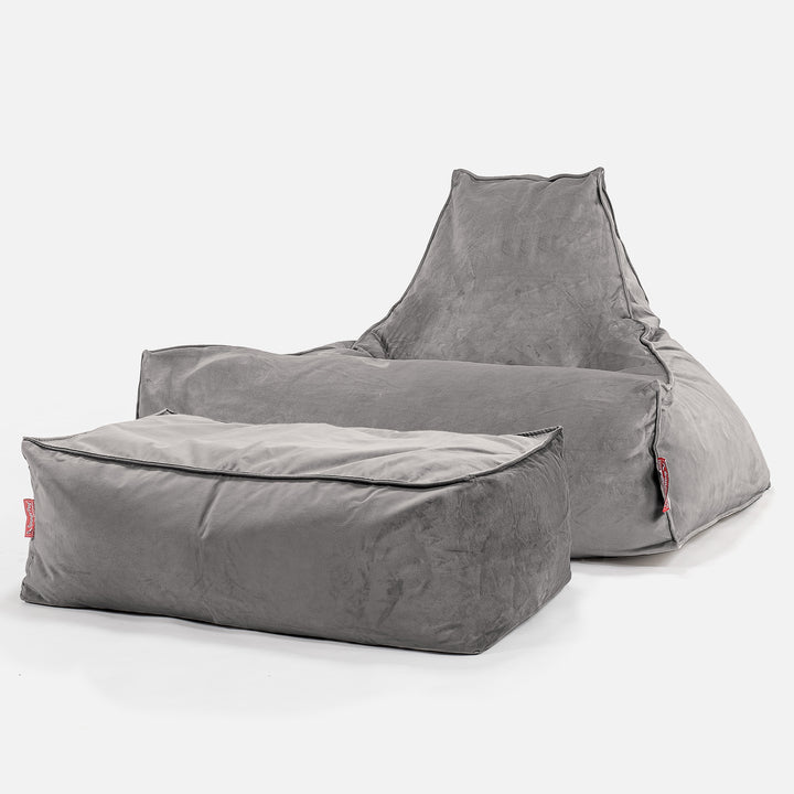 Sitzsack Lounge Sessel - Samt Silber 02