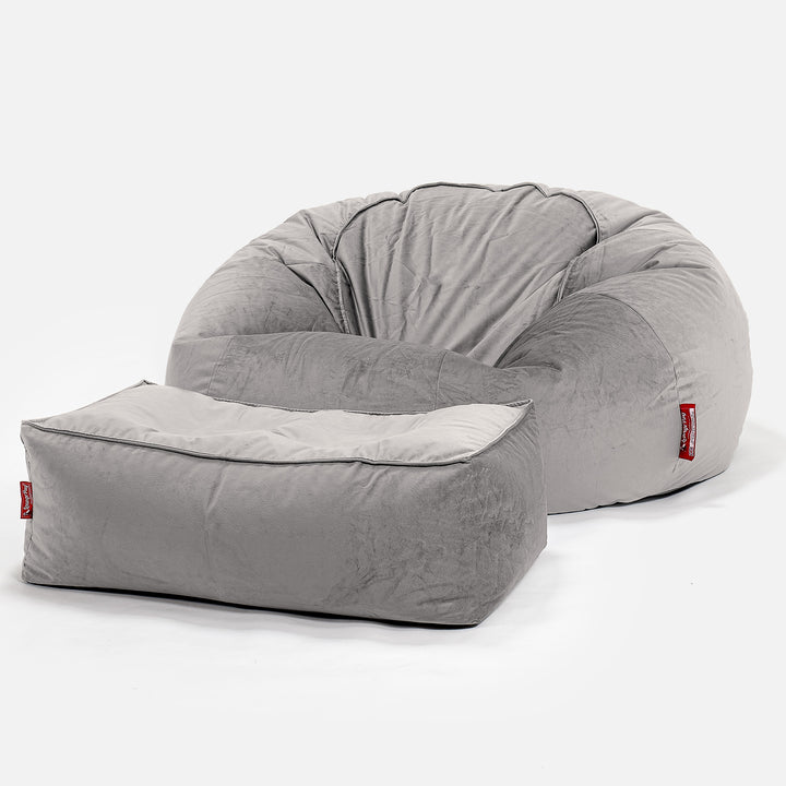 Sitzsack Sofa - Samt Silber 02