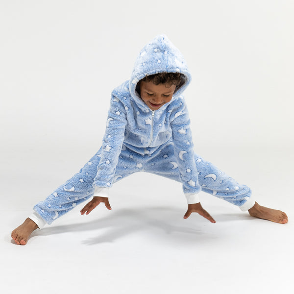 Mond und Sterne Fleece Onesie für Kinder Fabric Close-up Image